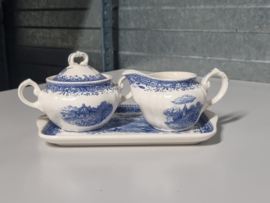 Villeroy en Boch Burgenland blauw Roomstelletje (klein model) op plateau