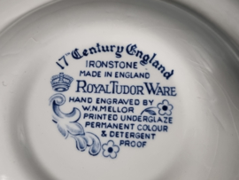 Engels blauw 17th Century England Royal Tudor Ware Staffordshire diep pasta curry bord 22,5 cm