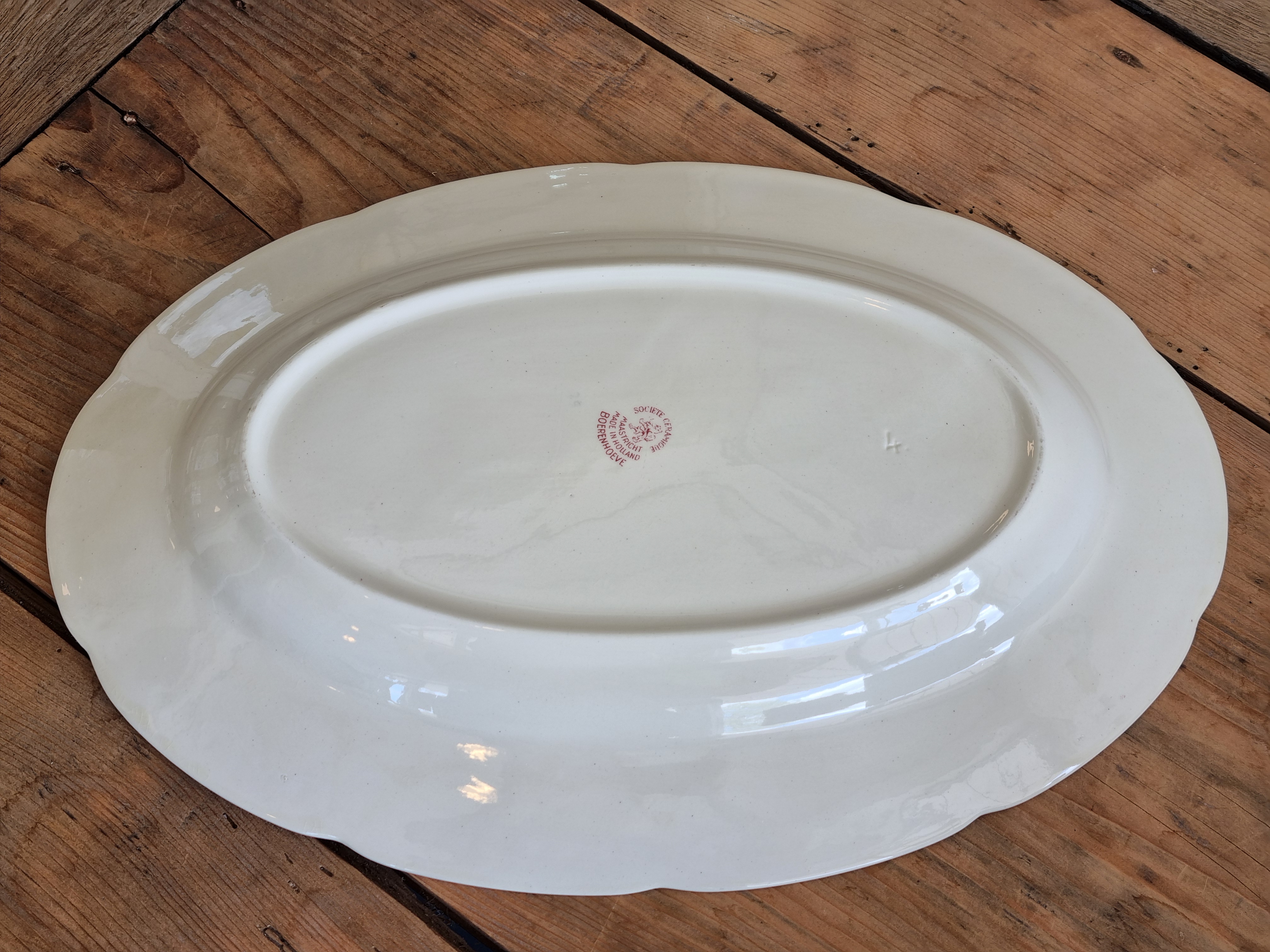 Boerenhoeve Rood Societe Ceramique robuuste ovale schaal 42 cm