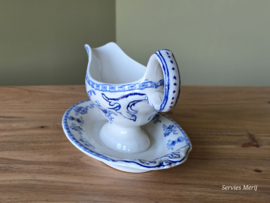 Potiche blauw Petrus Regout sauskom op vaste onderschotel