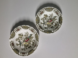 Engels Ridgway Windsor groen gekleurd set 2x hoge ronde schaal
