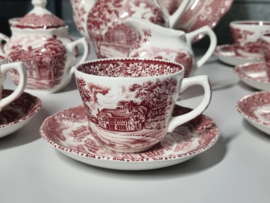 Engels rood Grindley Country Inns Koffieservies 8 persoons