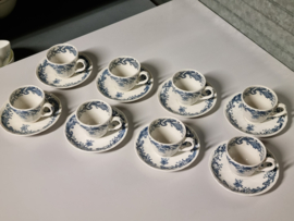 Villeroy en Boch Valeria blauw set 8x Koffie Kop en schotel