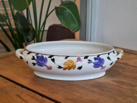 Boerenbont 255b Societe Ceramique ovale schaal met greepjes model René nr. 2