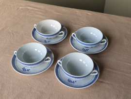 Royal Copenhagen Tranquebar Trankebar set 4x soepkom met schotel (craquelee)