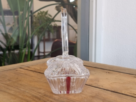 Vintage glas bakje met deksel van kaptafelset