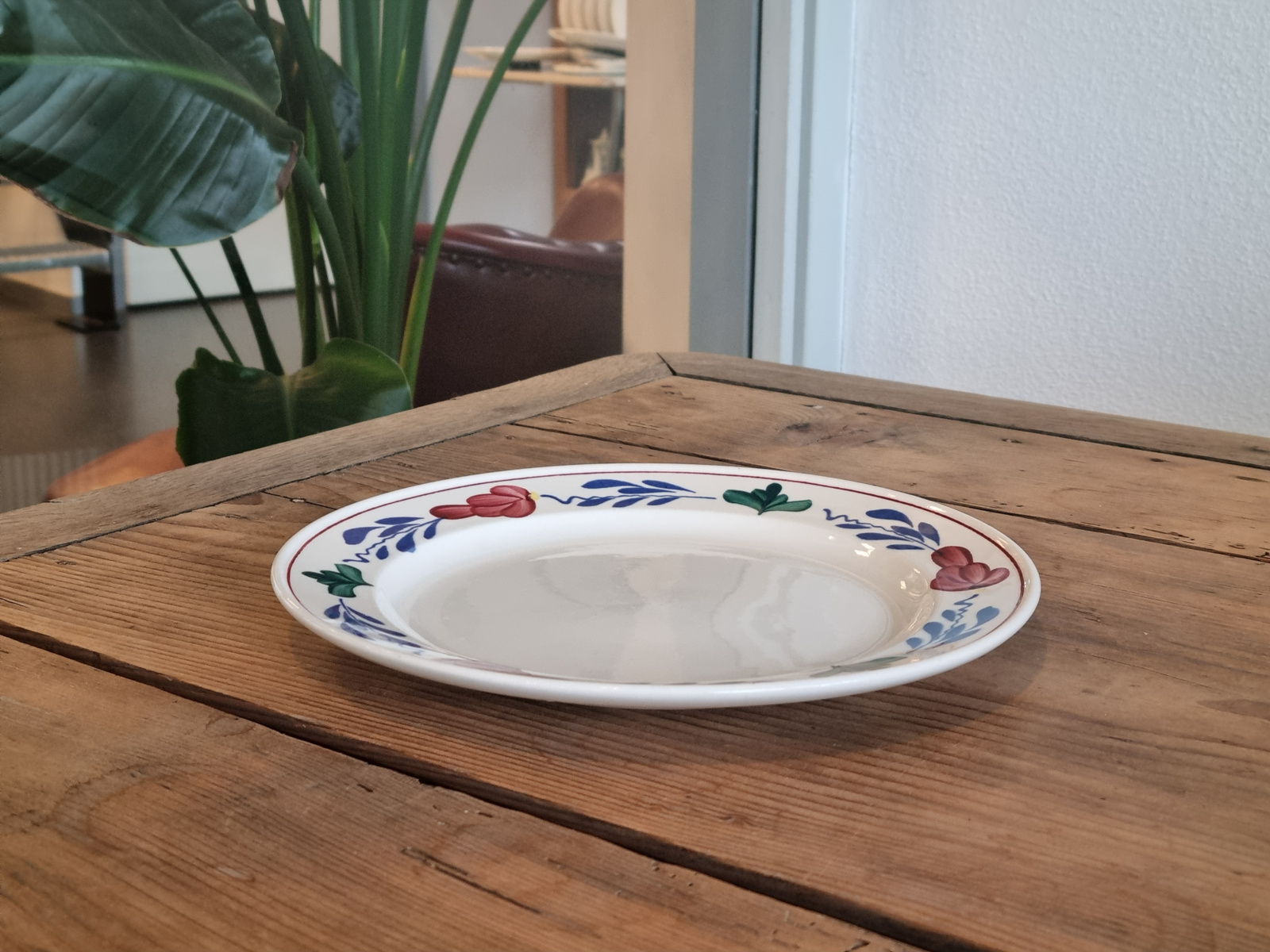 Boerenbont Boch Plat Dinerbord 24,5 cm (gebruikskrasje, oude groen/zwarte stempel)