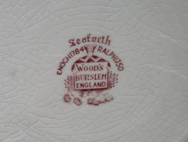 Engels rood Woods Burslem England Seaforth diep bord 23 cm