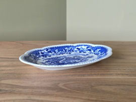 Engels blauw Woods Burslem England Seaforth ovale schaal 22 cm