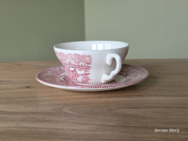 Engels rood English Ironstone Tableware EIT soepkom en schotel (paard en wagen)