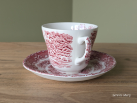 Engels rood Grindley Country Inns Koffie kopje met schotel (bloem binnenkant)