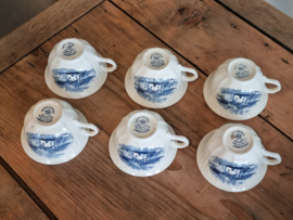 Landschap Blauw Societe Ceramique Set van 6x Kop en schotel (hoekig model)