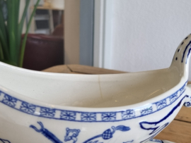Potiche blauw Petrus Regout Sauskom op vaste onderschotel