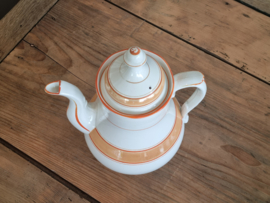 Societe Ceramique Koffiepot (vintage/retro wit met oranje)