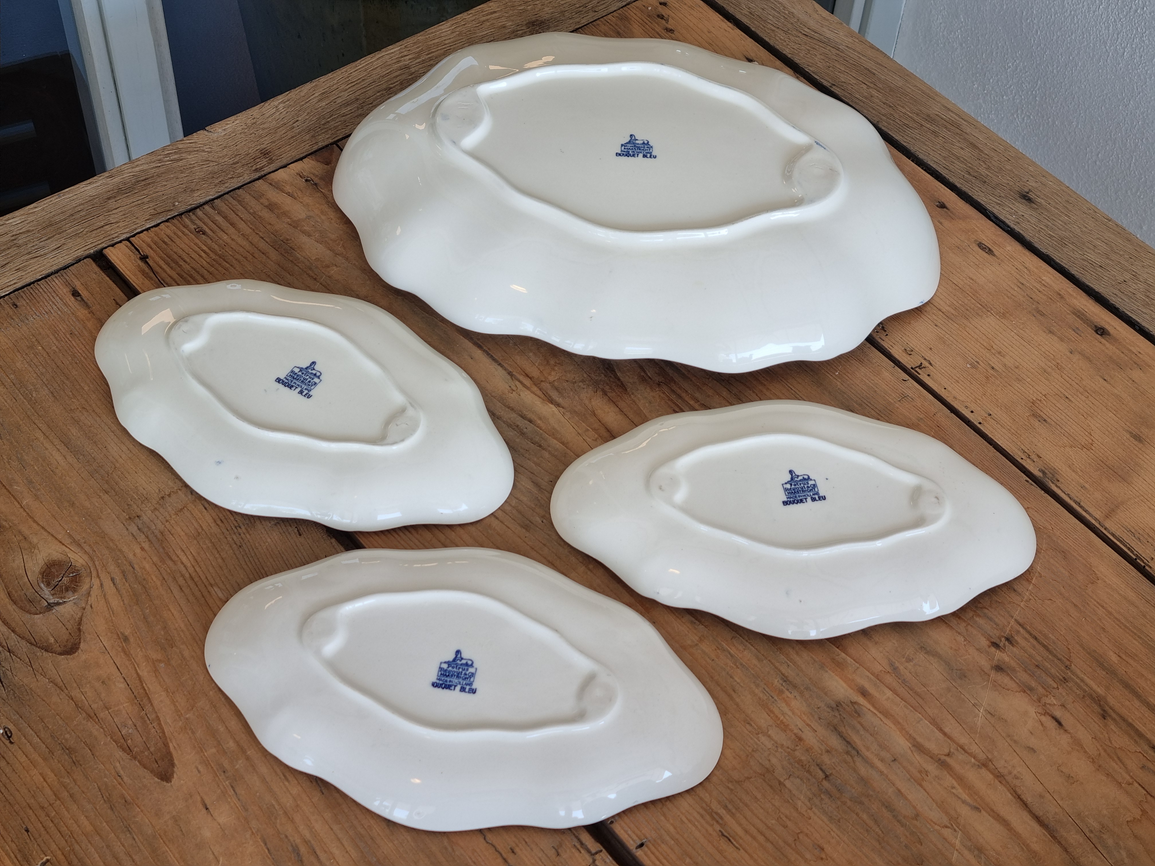 Petrus Regout Bouquet Bleu set 4x schalen