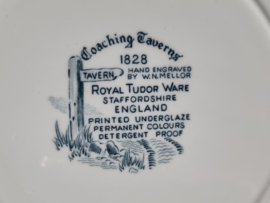 Engels groen/petrol Royal Tudor Ware Coaching Taverns plat dinerbord 27 cm