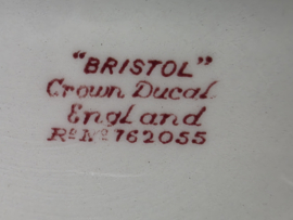 Engels rood Crown Ducal Bristol hoge ronde schaal 22 cm