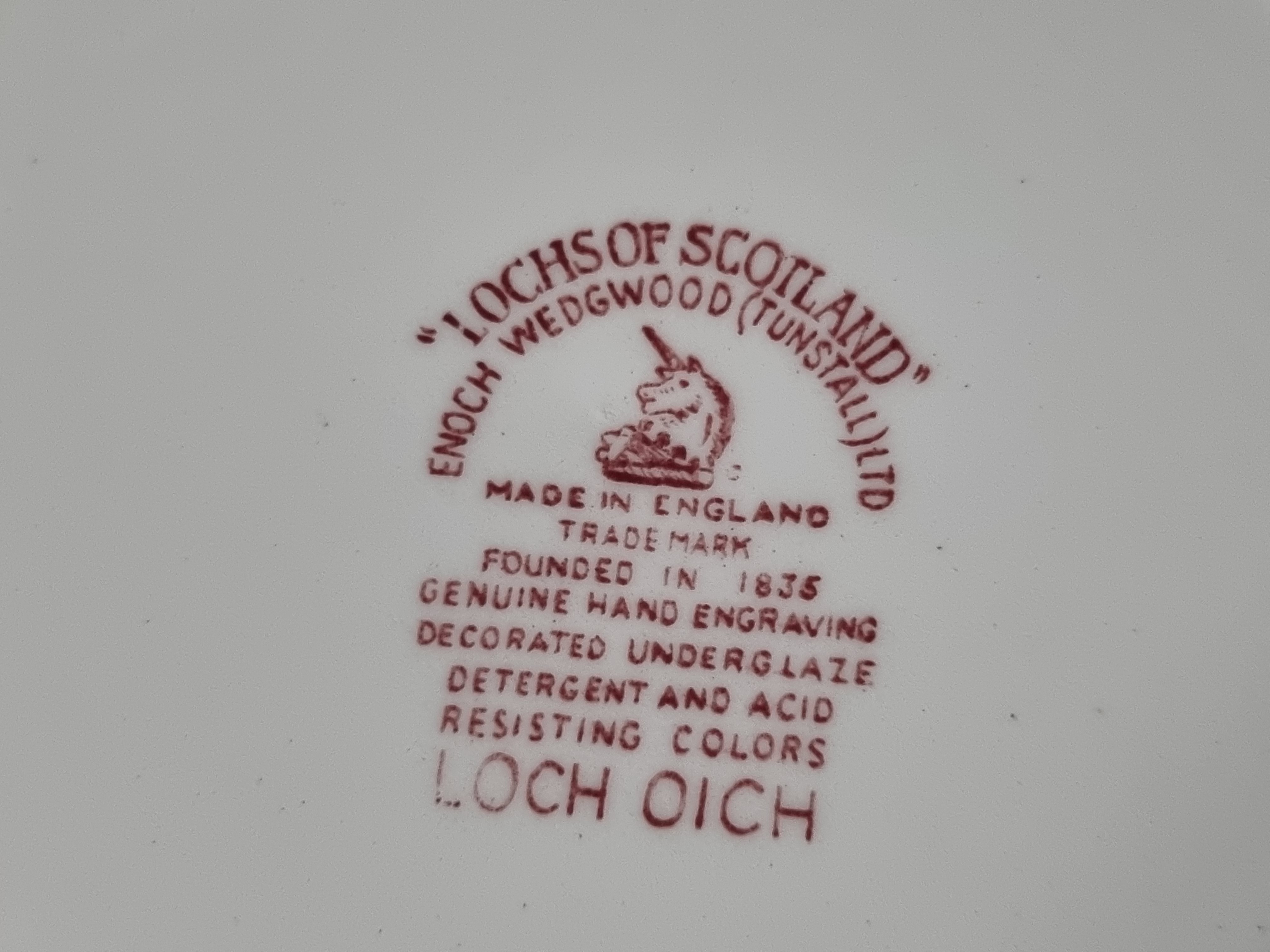 Engels rood Enoch Wedgwood Lochs of Scotland plat dinerbord 25 cm