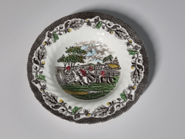 Engels bruin ingekleurd Jachtservies Myott's Country Life set 6x Diep Pasta Soep Bord 22,5 cm