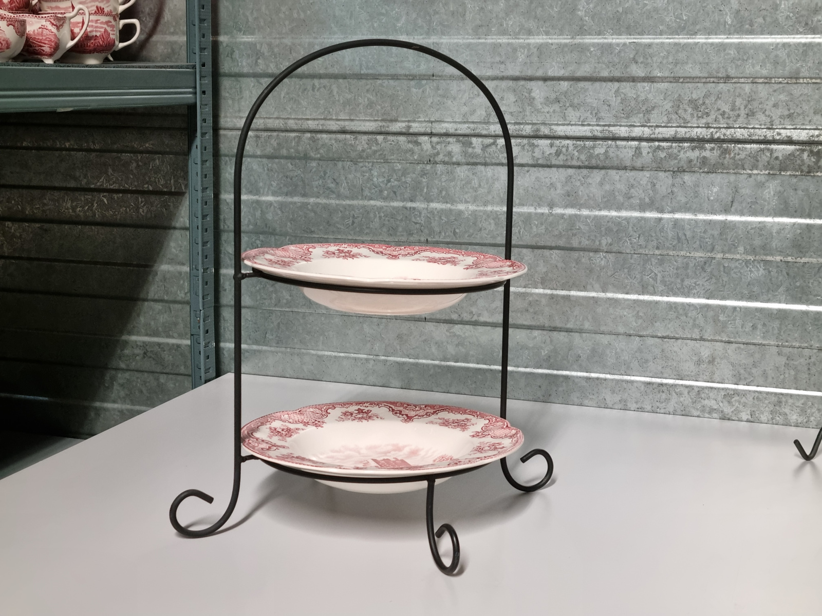 Engels rood Johnson Bros Old Britain Castles Etagere uitneembare borden