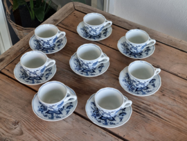 Blue Danube set 8x Koffie kop en schotel 8,5 cm