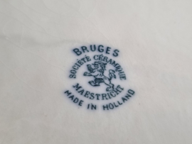 Société Céramique Bruges blauw Soepterrine op originele onderschotel