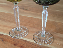 Boheems Kristal Glas set van 2x op hoge voet 19,5 cm