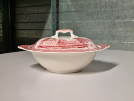 Engels rood  Johnson Bros Old Britain Castles Dekschaal Terrine