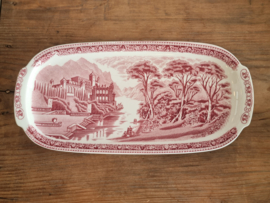 Regout Castillo Old England rood schaal 33 cm met greepjes (rechthoekig)
