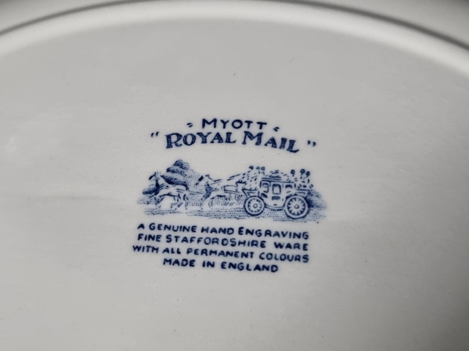 Engels blauw Myott Royal Mail ovale serveerschaal 29 cm