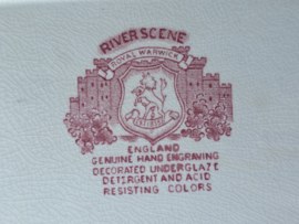 Engels rood Royal Warwick River Scene rechthoekige schaal met greepjes 26 cm