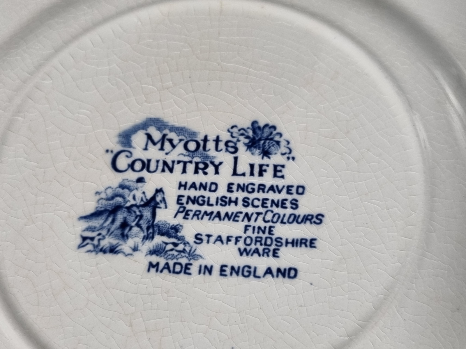 Engels blauw Myott's Country Life bordje 17,5 cm