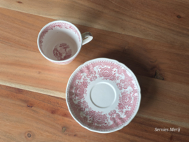 Villeroy en Boch Burgenland rood koffie kop en schotel (oud groen stempel)