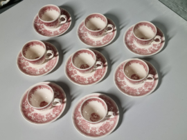 Villeroy en Boch Burgenland rood set  8x Koffie Kop en schotel