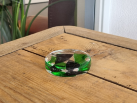 Glas platte Vintage Presse Papier (groen met zwart)