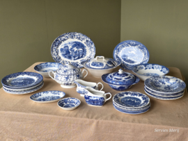 Engels blauw Mix & Match compleet dinerservies 6 personen 29 delen