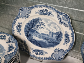 Engels blauw Johnson Bros Old Britain Castles Compleet eetservies 12 persoons