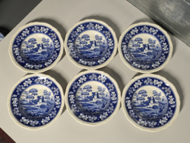 Engels Copeland Spode's Tower blauw set 6x diepe borden 23,5 cm