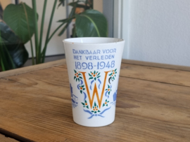 Societe Ceramique Beker Mok Kroning Juliana, afscheid Wilhelmina