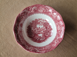 Engels rood Royal Warwick River Scene hoge ronde schaal 25 cm