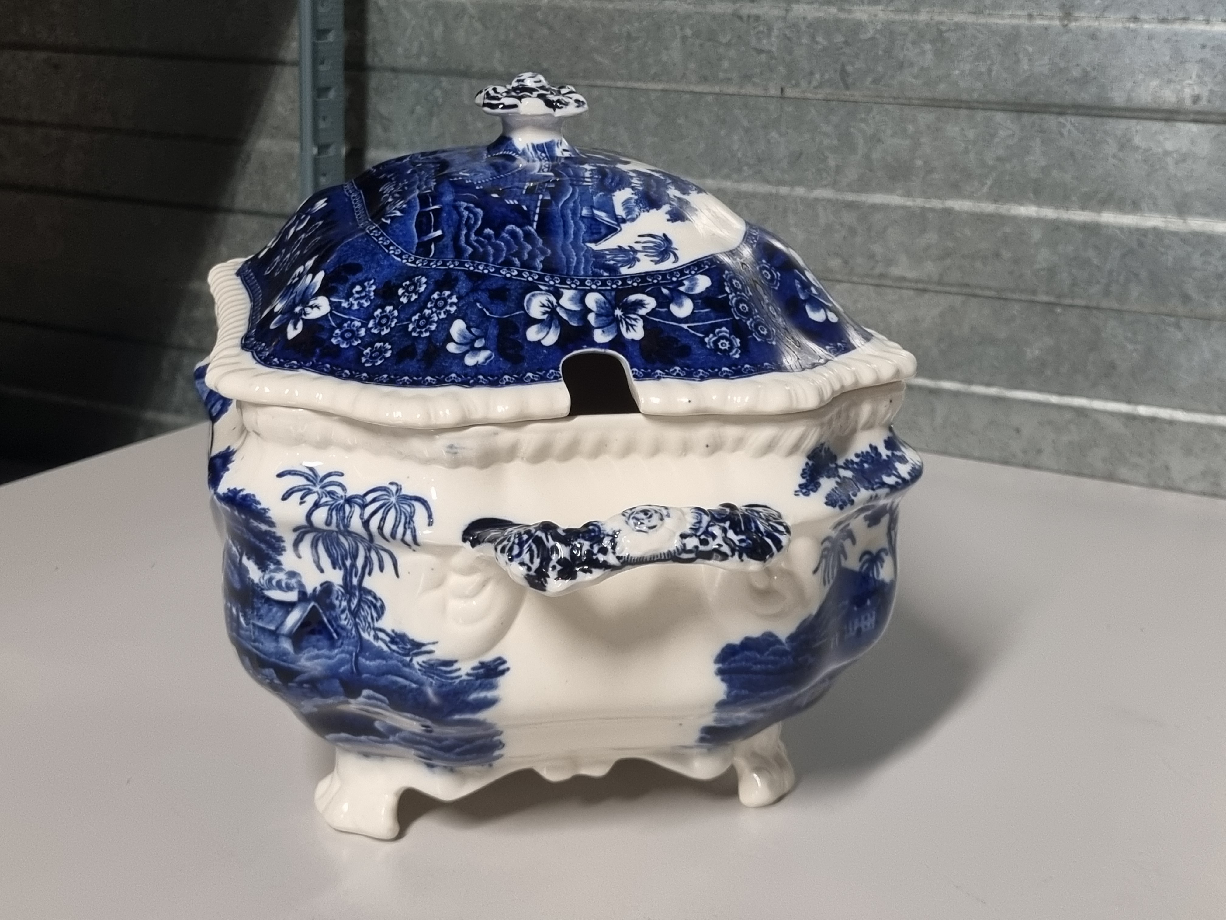Engels Copeland Spode's Tower blauw Soepterrine Dekschaal Terrine