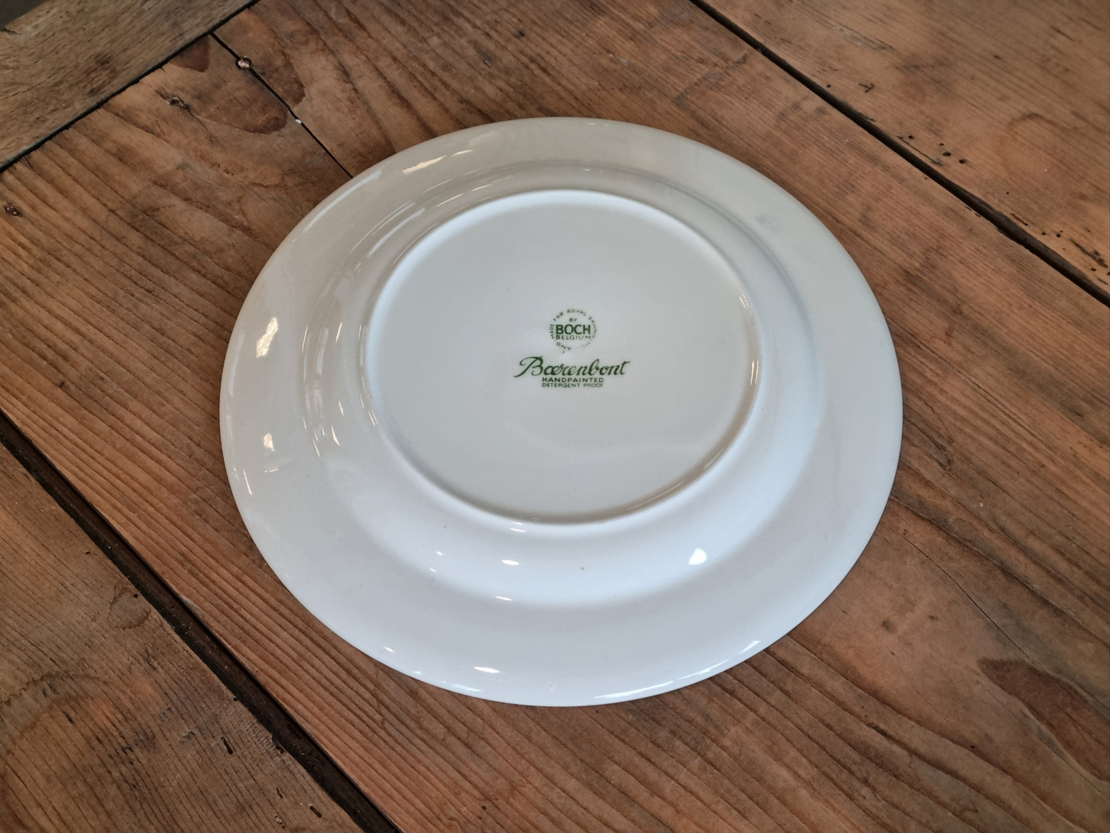 Boerenbont Boch Plat Dinerbord 24,5 cm (gebruikskrasje, oude groen/zwarte stempel)