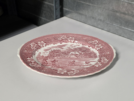 Engels rood Coaching Taverns Royal Tudor Ware Staffordshire ovale schaal 31 cm