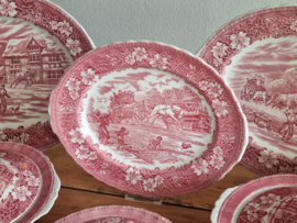 Engels rood Royal Tudor Ware Coaching Taverns Eetservies 20-persoons