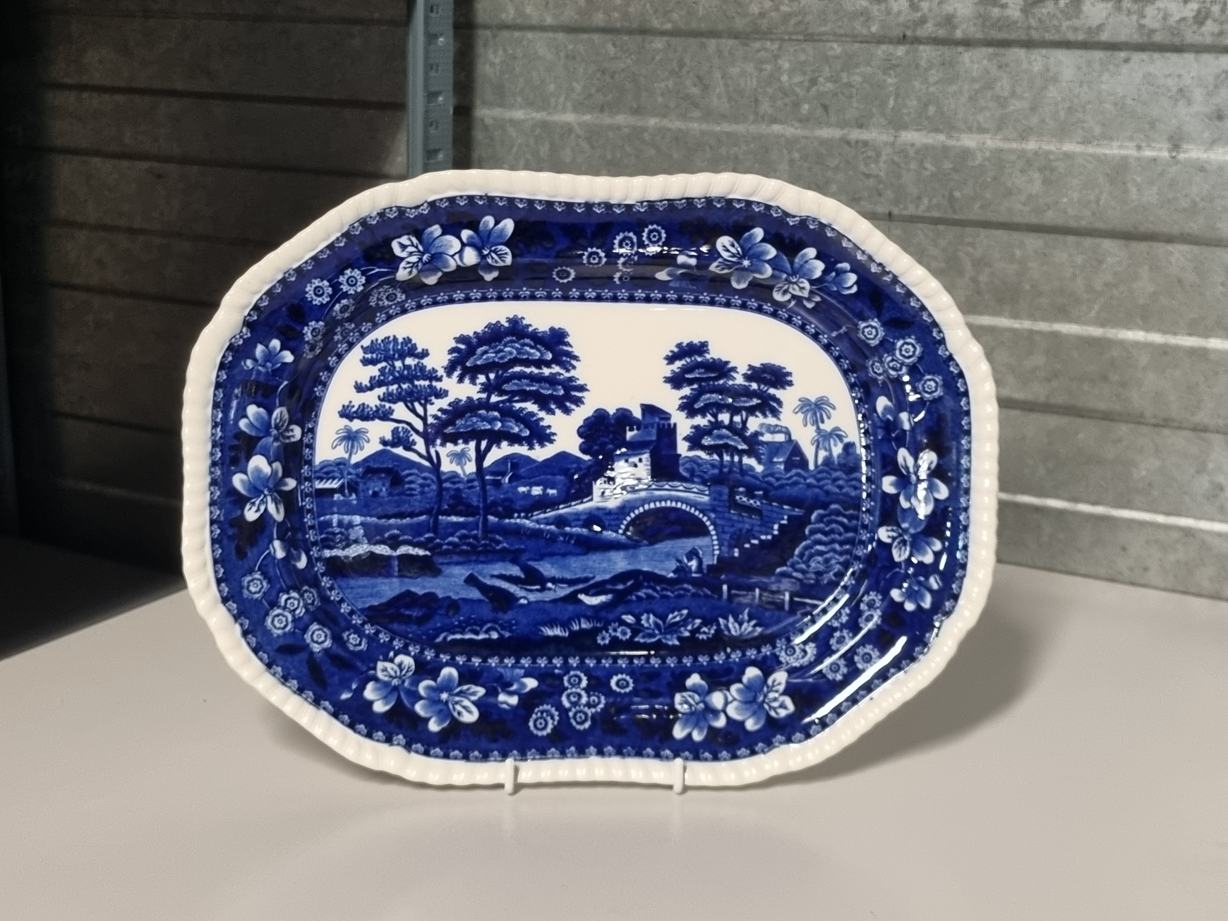 Engels Copeland Spode's Tower blauw rechthoekige schaal 33 cm