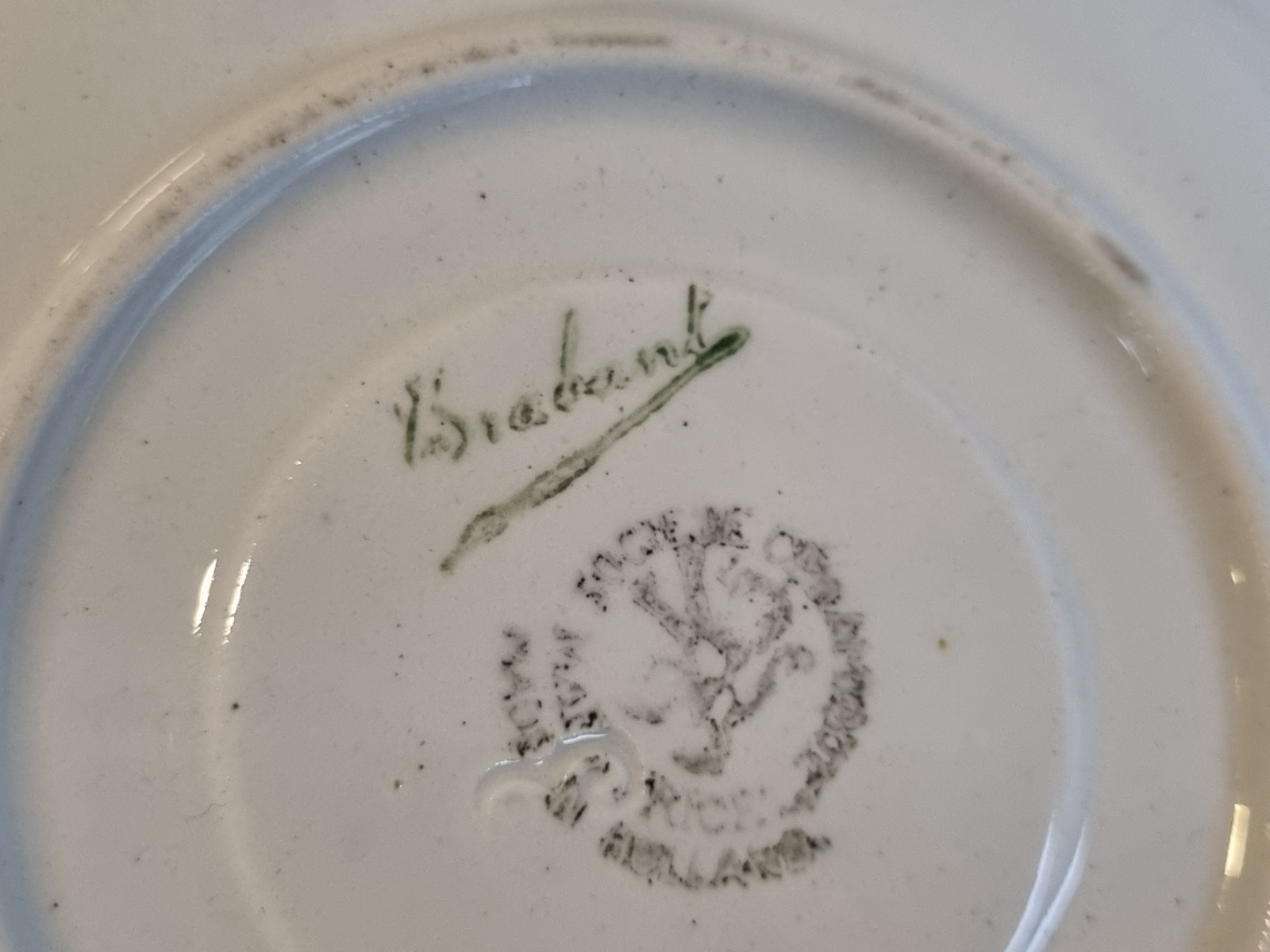 Societe Ceramique Schrijfnamendecor Brabant set 2x Schotel 13 cm