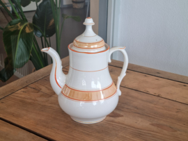 Societe Ceramique Koffiepot (vintage/retro wit met oranje)