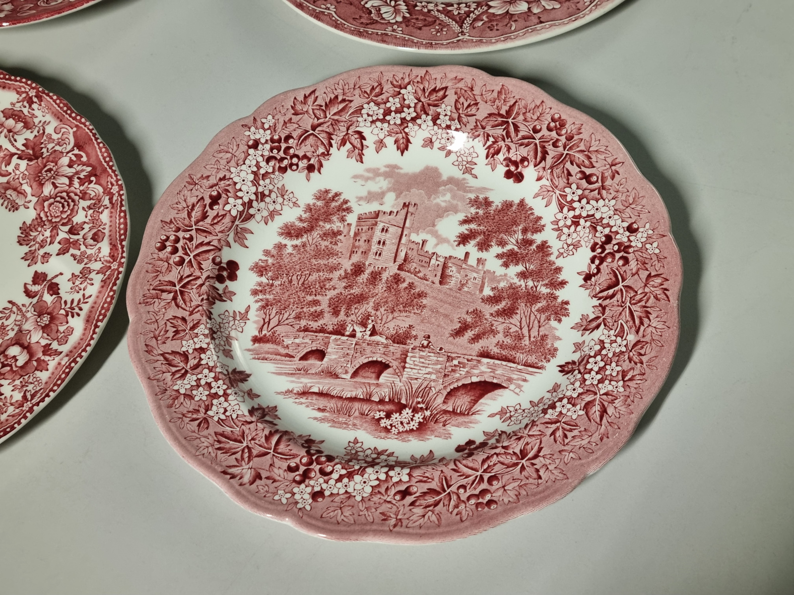Engels rood Set 6x mix & match plat dinerbord