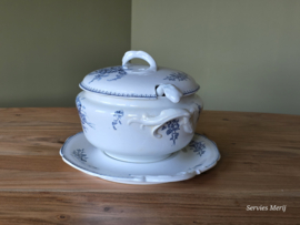 Meibloem Petrus Regout soepterrine met onderbord en lepel (hoekig model)