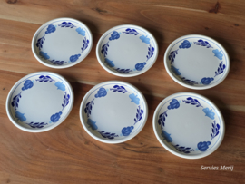 Royal Boch Boerenbont blauw Boerenblauw set 6x gebaksbordje 16 cm
